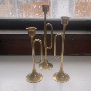 Brass candle stick holders set of 3